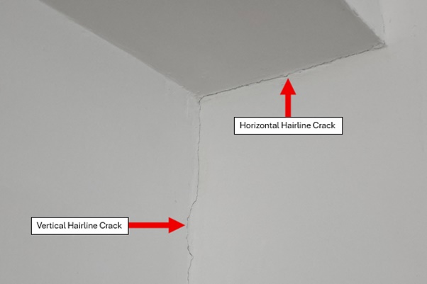 Hairline cracks in a house wall, Kellys Surveyors Bromley